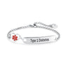 Cynora Diabetes Alert ID Bracelet - Type 1 Diabetes - Silver