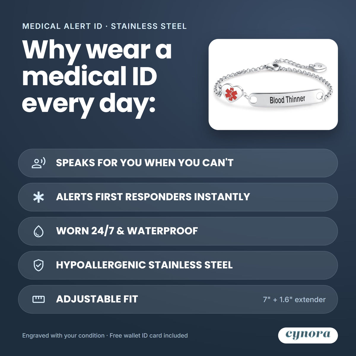 Cynora® Medical Alert ID Bracelet
