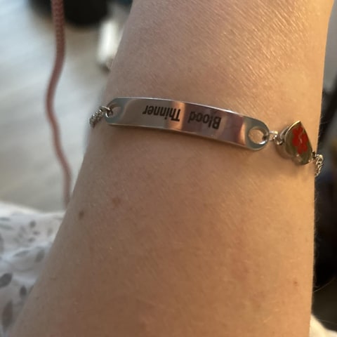 Customer wearing her Cynora medical ID bracelet